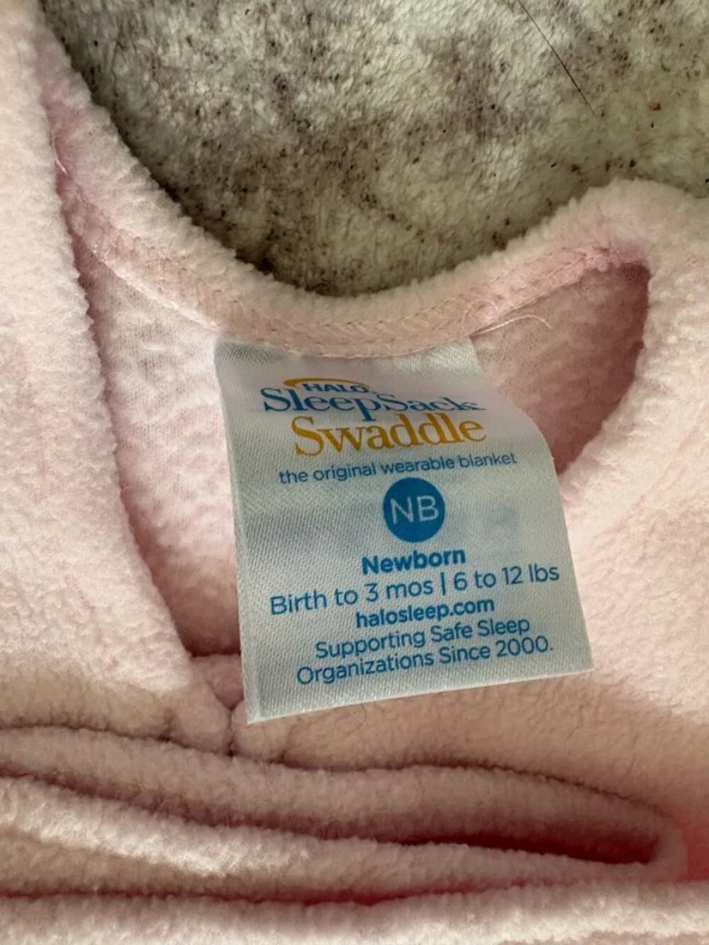 Halo SleepSack Swaddle Pink Fleece Size Newborn Birth to 3 months 6-12 lbs